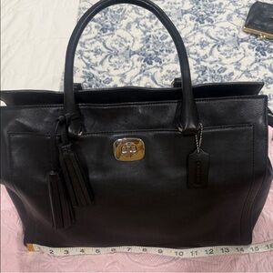Elegant Black Leather Tote Bag